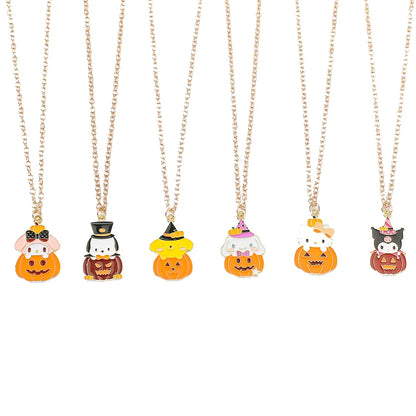 Halloween Pumpkin Necklace withHello Kitty, My Melody, Kuromi, Cinnamoroll, Pompompurin and Pochacco Design