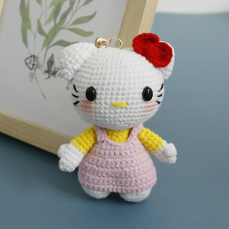 Handmade Mini Hello Kitty Keychain – Adorable Crochet Plush Charm