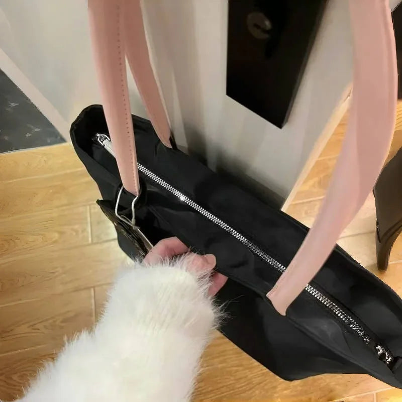 Hello Kitty Black Canvas Shoulder Bag with Adorable Embroidery