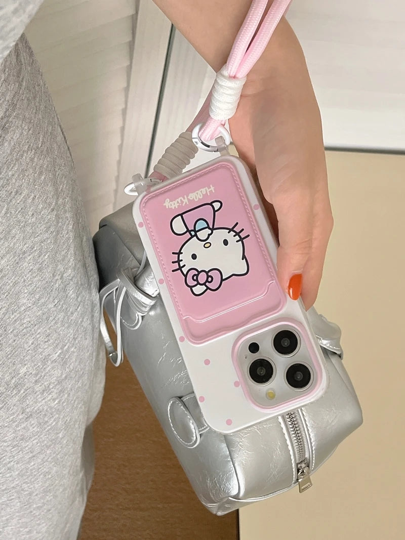 Hello Kitty Card Wallet Phone Case with Lanyard