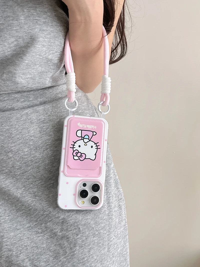 Hello Kitty Card Wallet Phone Case with Lanyard – Cute & Practical