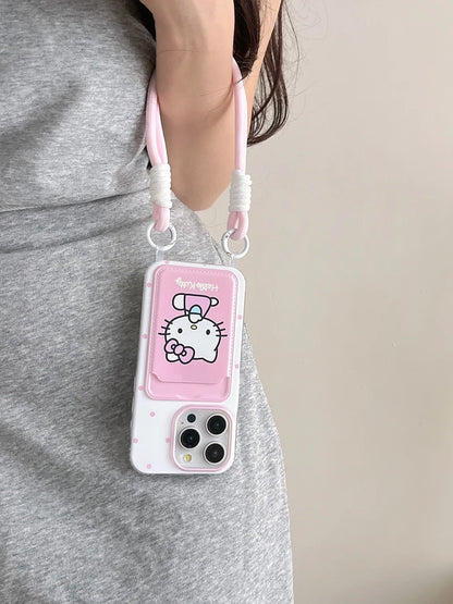 Hello Kitty Card Wallet Phone Case with Lanyard – Cute & Practical