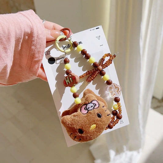 Hello Kitty Charm Pop 🎀 Plush Beaded Phone Strap & Keychain