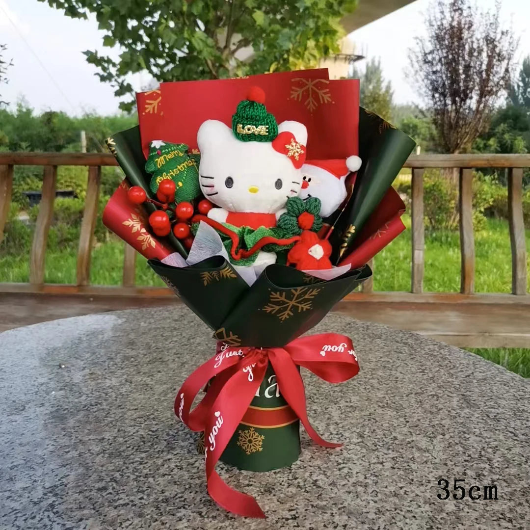 Hello Kitty Christmas Plush Bouquet | Green Santa Hats 