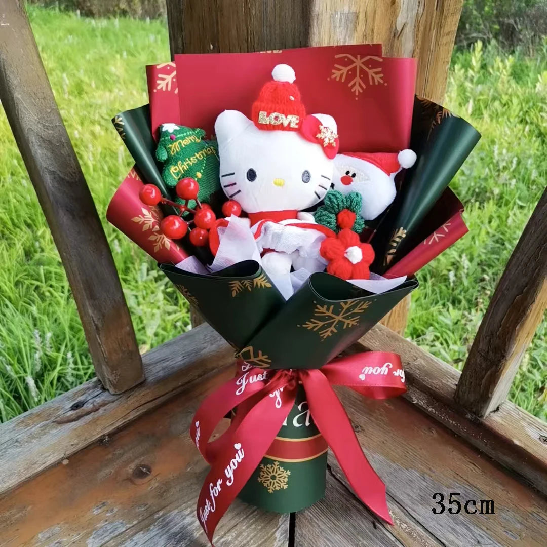 Hello Kitty Christmas Plush Bouquet | Red Santa Hats 
