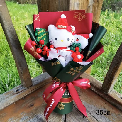 Hello Kitty Christmas Plush Bouquet | Red Santa Hats 