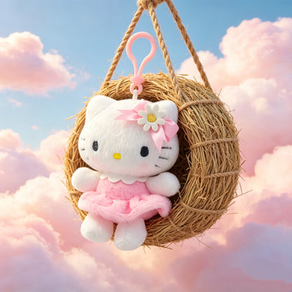 Hello Kitty & Cinnamoroll Floral Plush Keyring