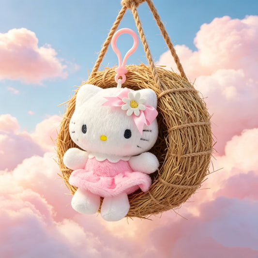 Hello Kitty & Cinnamoroll Floral Plush Keyring
