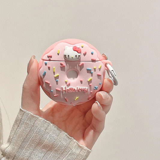 Hello Kitty Doughnut Earphone Case for AirPods – Soft Silicone