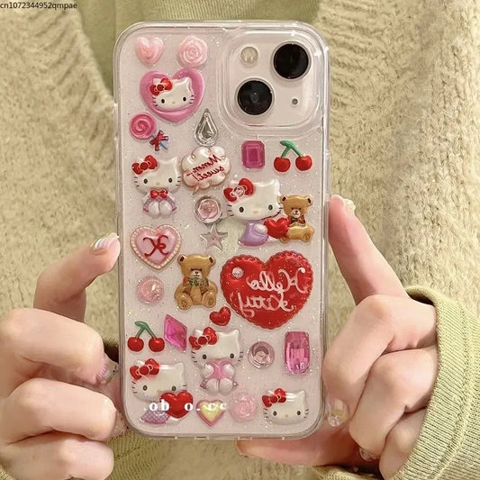 Hello Kitty Glow-Up – Glittery 3D Sticker Case