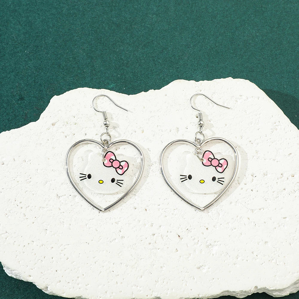 Hello Kitty Heart Bling Earrings – Cute Kawaii Jewelry