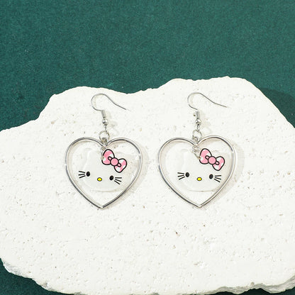 Hello Kitty Heart Bling Earrings – Cute Kawaii Jewelry