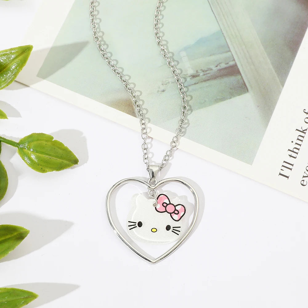 Hello Kitty Heart Necklace – Y2K Kawaii Aesthetic