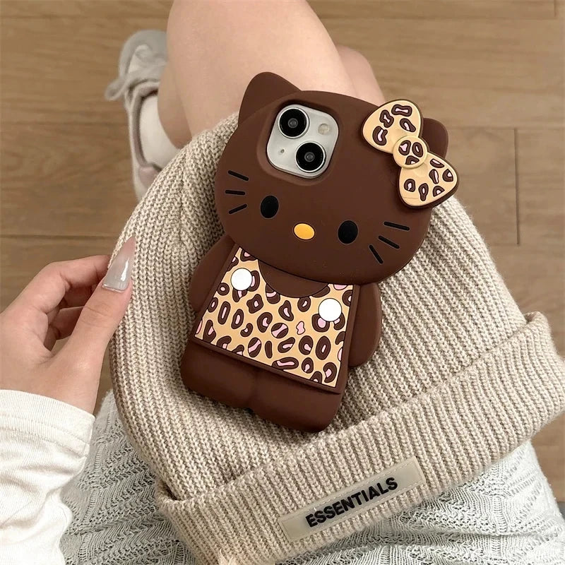 Hello Kitty Leopard Cat Silicone Shockproof Phone Case
