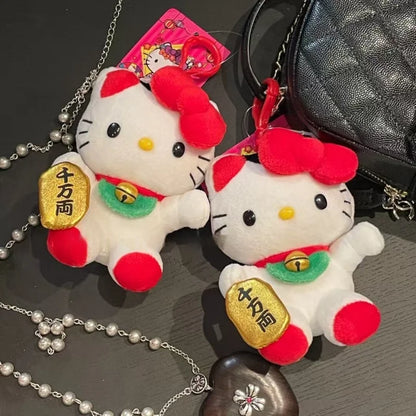 Hello Kitty Lucky Cat Plush Keychain
