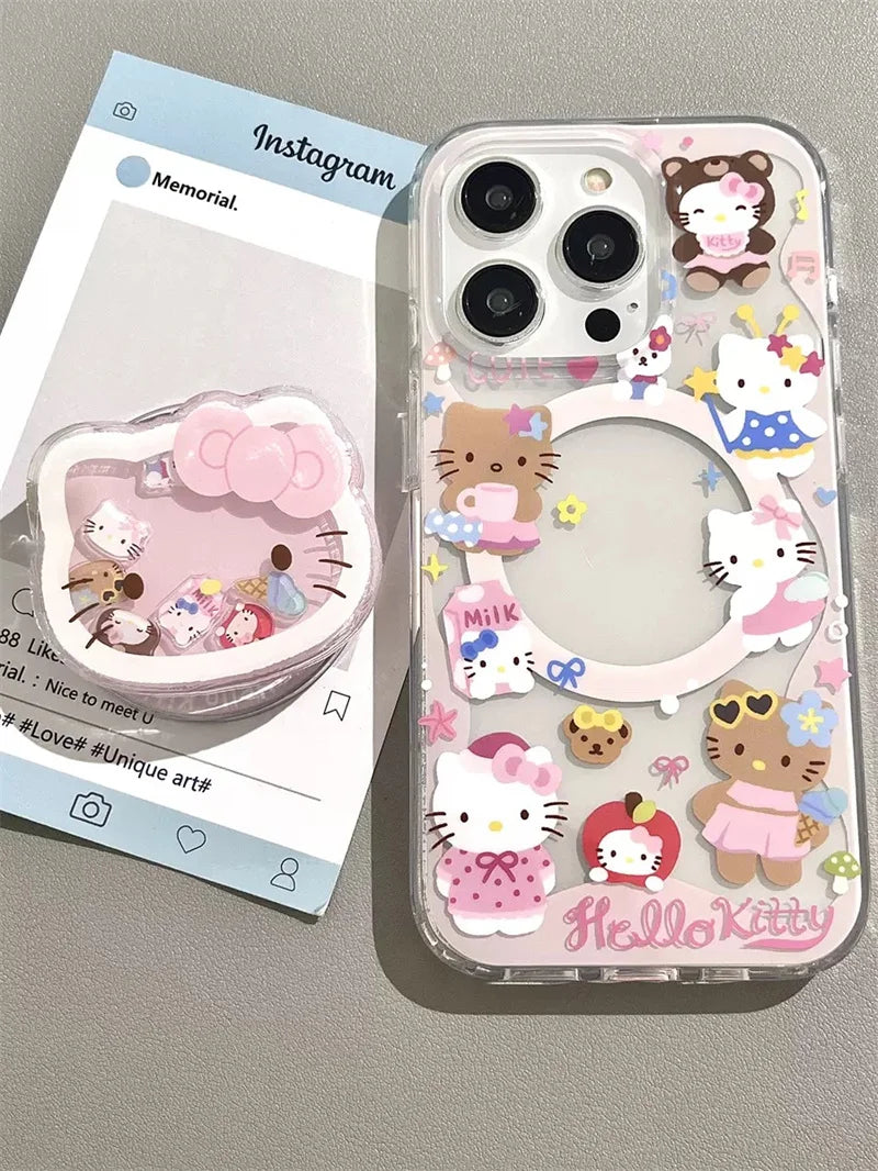 Hello Kitty Magnetic Phone Case with Shake Holder
