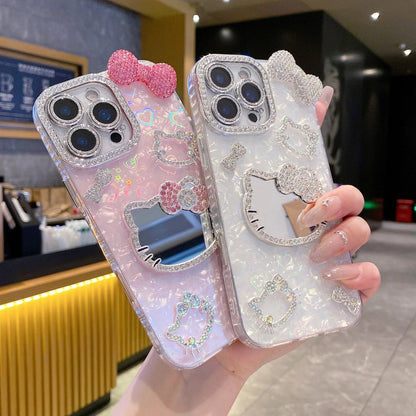 Hello Kitty Mirror Charm – Glittery 3D Phone Cover