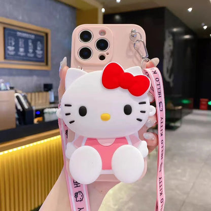 Hello Kitty Multifunction Wallet Phone Case with Rope