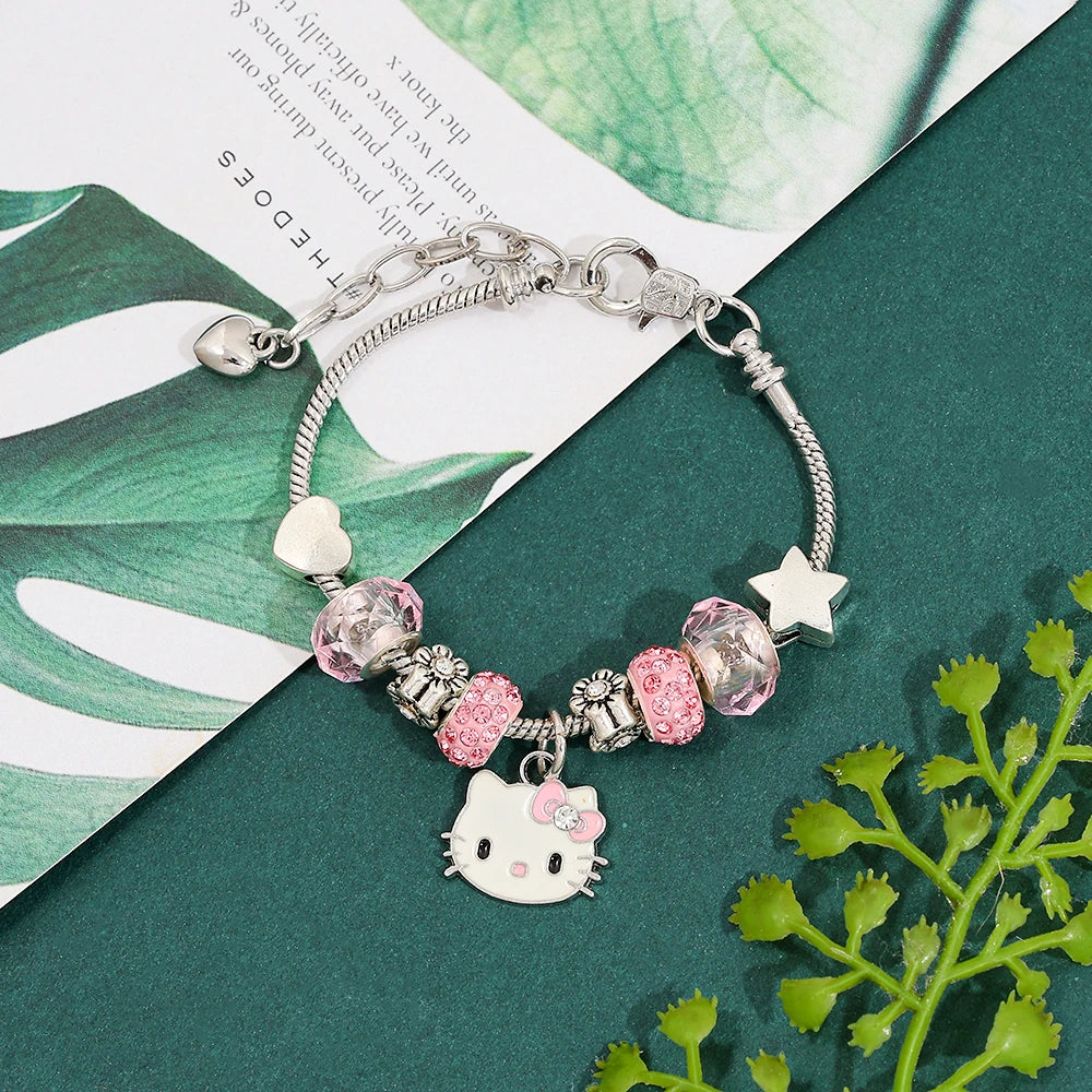 Hello Kitty Pendant Necklace & Bracelet Set – Perfect Gift for Fans