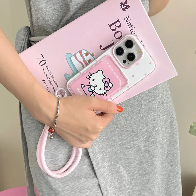Hello Kitty Phone Case with Card Pocket and Lanyard – Stylish Protection