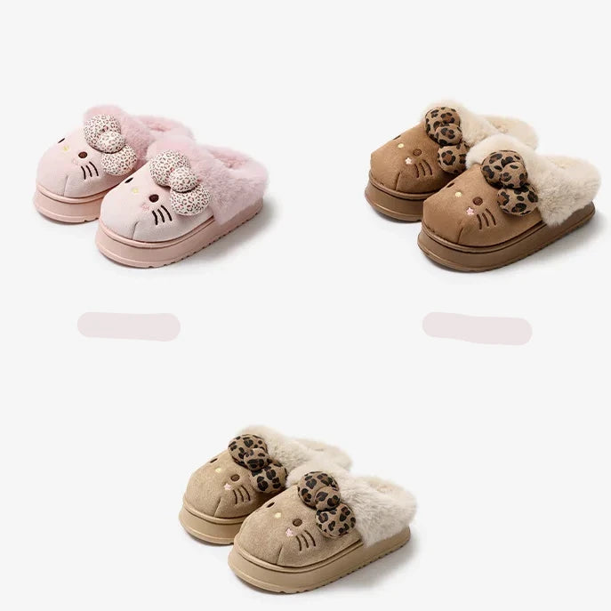 Hello Kitty Pink Plush Home Shoes – Winter Indoor Comfort