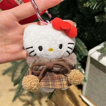Hello Kitty Plush Keychain with Coat Cloak – Cute Sanrio Bag Charm