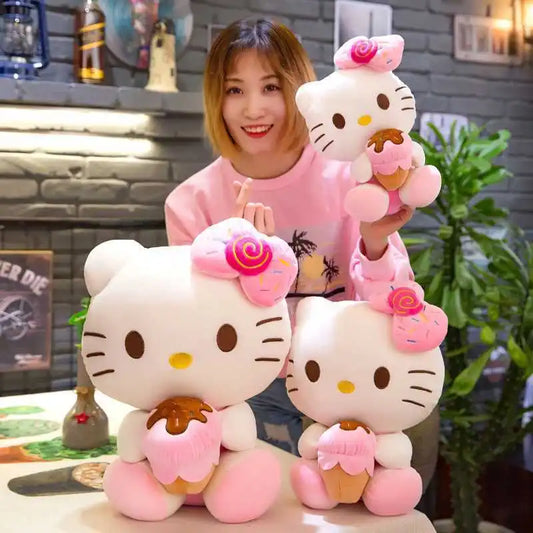 Hello Kitty Plush Toy with Ice Cream - Sweet & Soft Companion