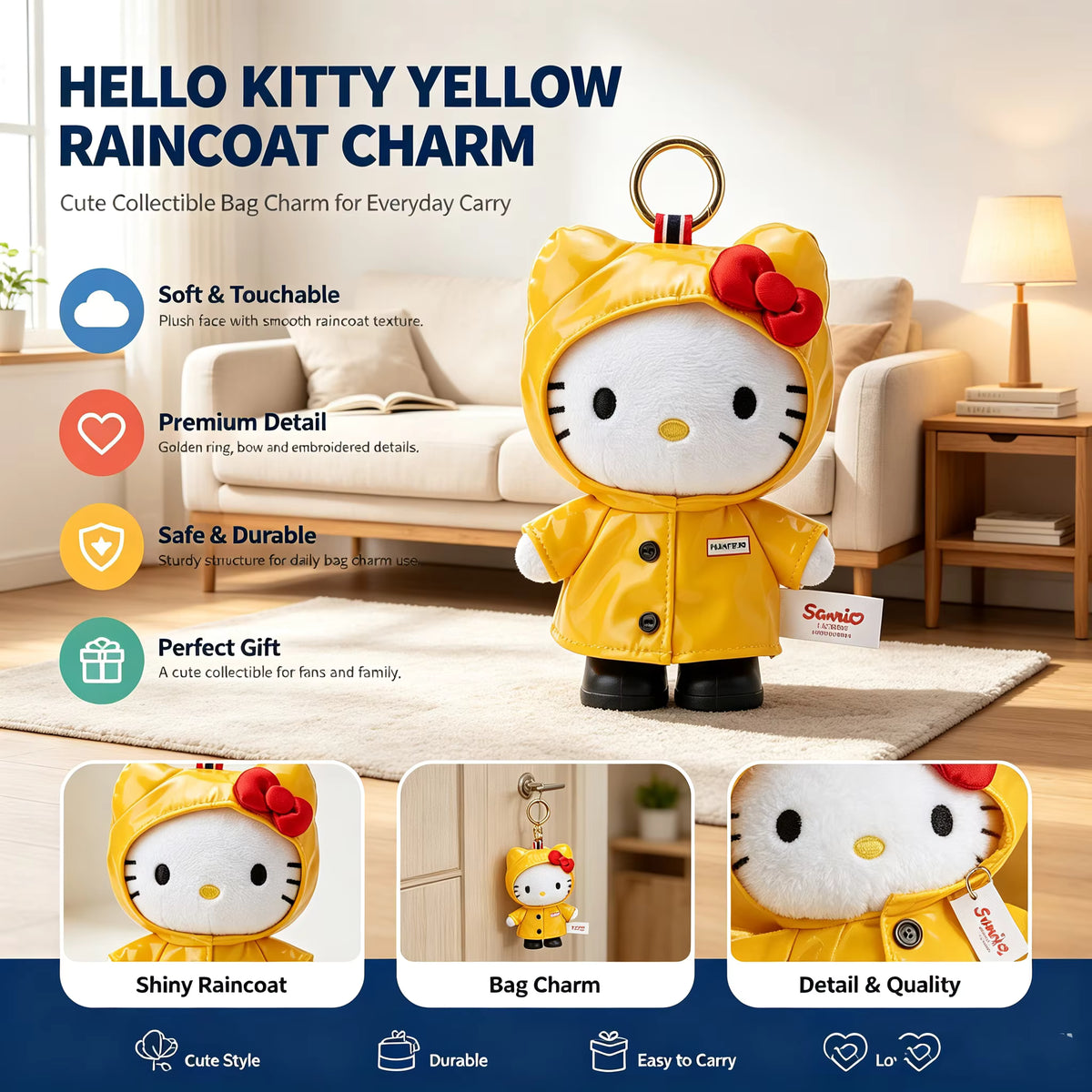 Hello Kitty Raincoat Cutie | Sanrio Plush Keychain