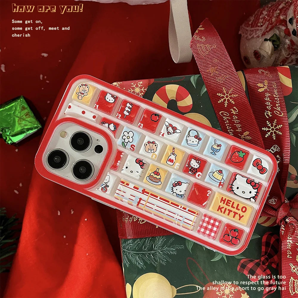 Hello Kitty Red 3D Keyboard Silicone Case for iPhone – Shockproof Bumper