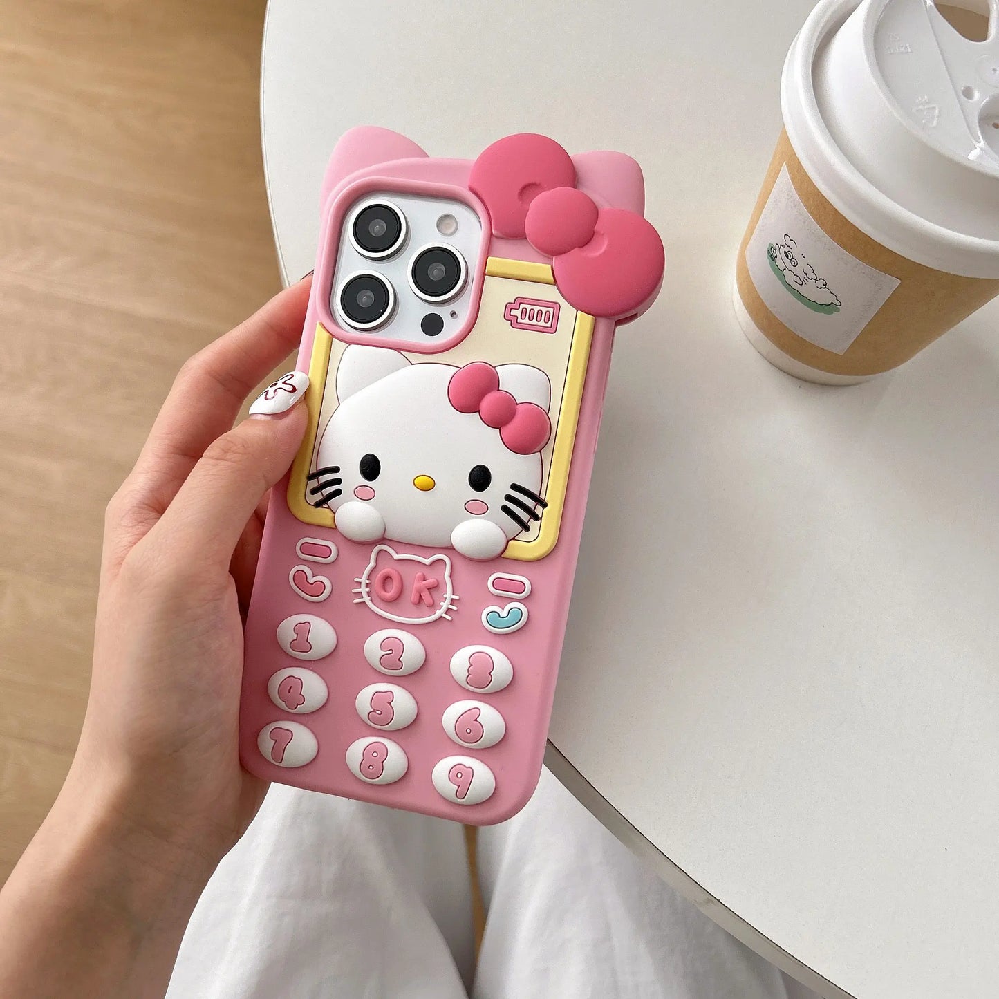 Hello Kitty Retro Call Phone Case – Adorable 3D Silicone Cover