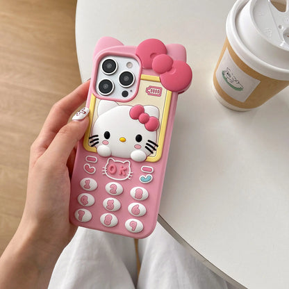 Hello Kitty Retro Call Phone Case – Adorable 3D Silicone Cover
