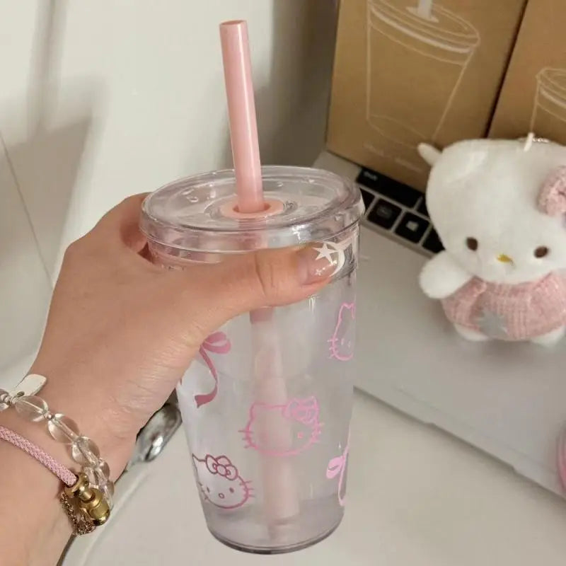 Hello Kitty Straw Cup – Kawaii Pink Sanrio Drinking Cup for Everyday Use