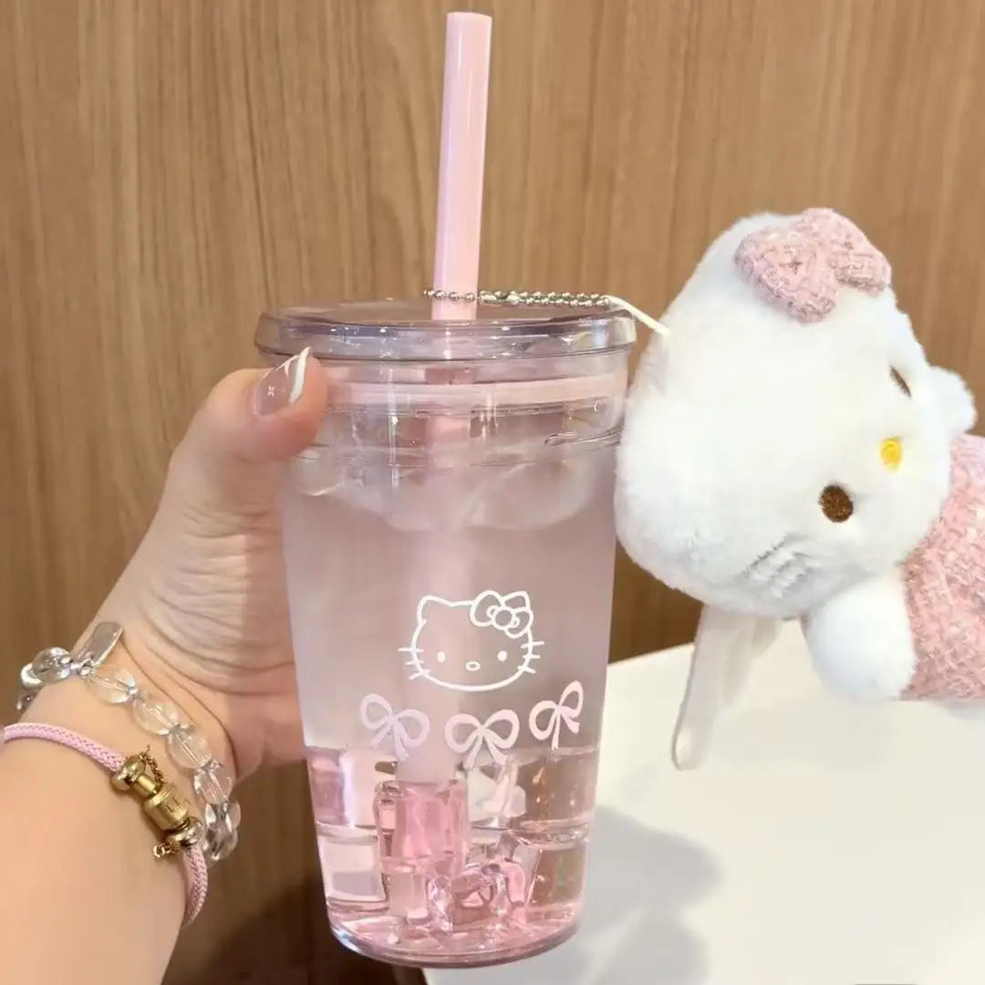 Hello Kitty Transparent Tumbler with Straw – Cute Gift for Sanrio Lovers