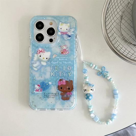 Hello Kitty in the Clouds – Blue Angel Glitter Case