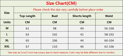 Hello Kitty pajama set with white shirt and blue shorts on a white  Size chart