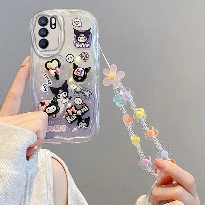 Kawaii 3D Kuromi Phone Case with Airbag Wrist Strap