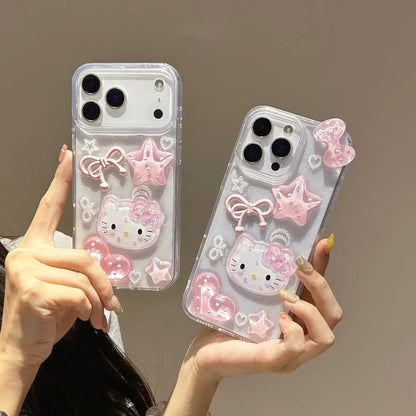 Kawaii Glow Sanrio Hello Kitty 3D Sparkle Clear Case