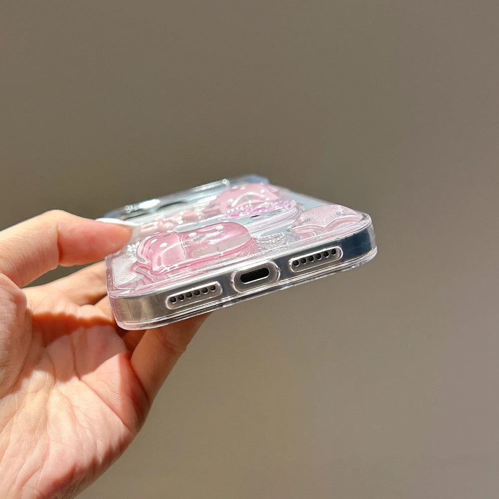 Kawaii Hello Kitty 3D Pink Clear Phone Protective Cover