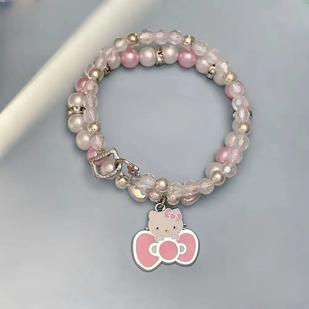 Kawaii Hello Kitty Beaded Bracelets – 2PCS Sanrio Jewelry Set