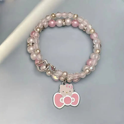 Kawaii Hello Kitty Beaded Bracelets – 2PCS Sanrio Jewelry Set