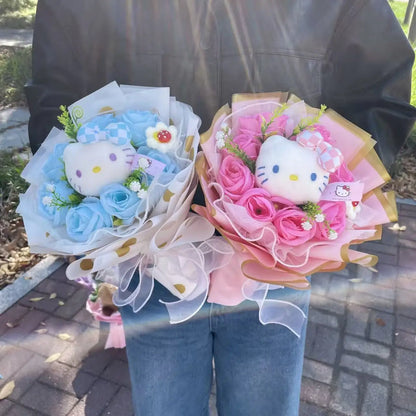 Kawaii Hello Kitty Flower Bouquet Art