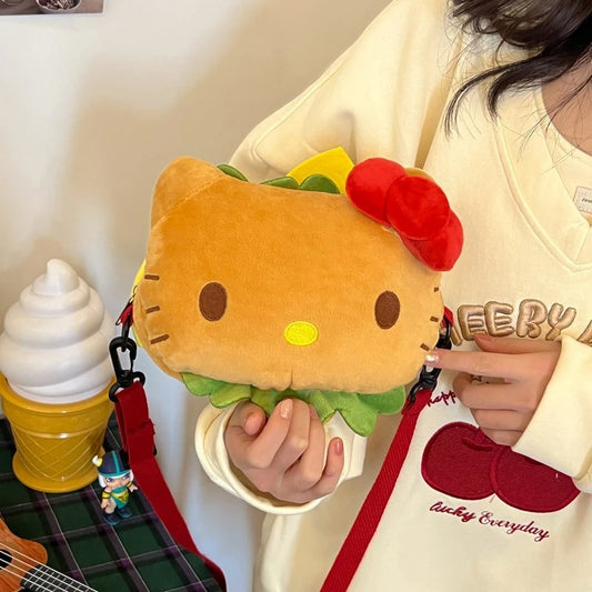 Kawaii Hello Kitty Hamburger Plush Bag | Adorable and Quirky Design