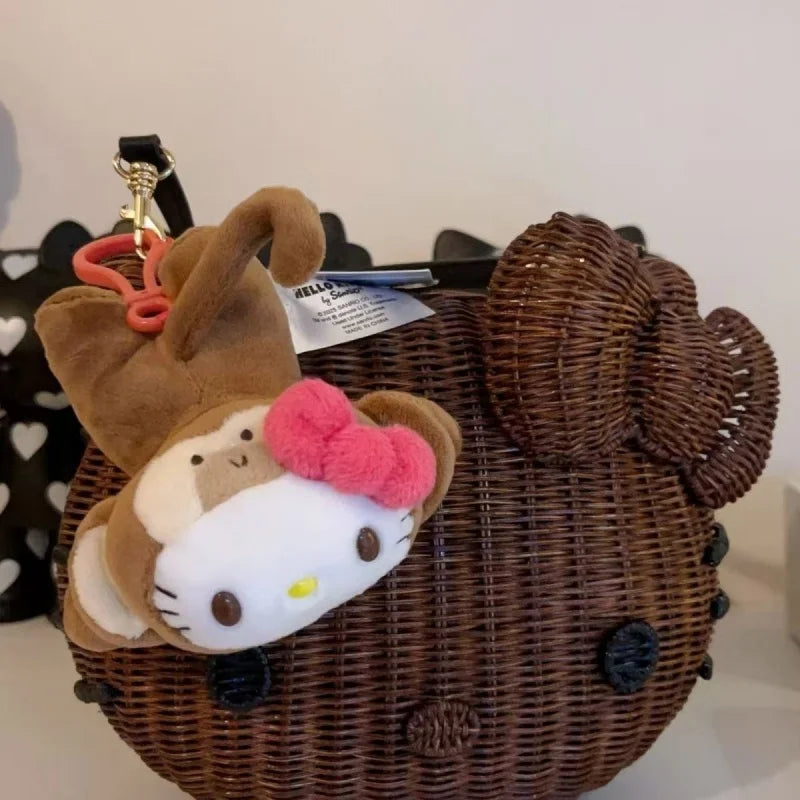 Kawaii Hello Kitty Monkey Plush Pendant | Cute Animal Keychain