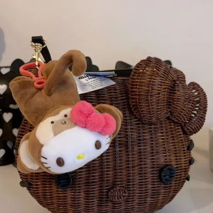 Kawaii Hello Kitty Monkey Plush Pendant | Cute Animal Keychain
