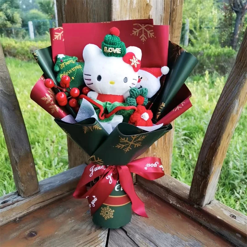 Kawaii Hello Kitty Plush Christmas Bouquet | Santa Hat Holiday Edition