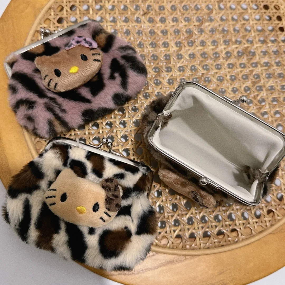 Kawaii Hello Kitty Plush Purse with Chic Leopard