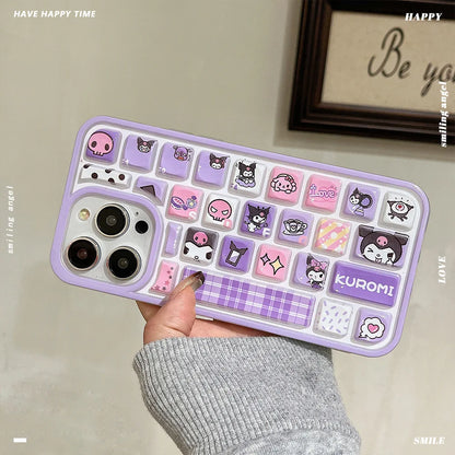 Kawaii Kuromi Purple 3D Keyboard iPhone Cover – Soft TPU Protection