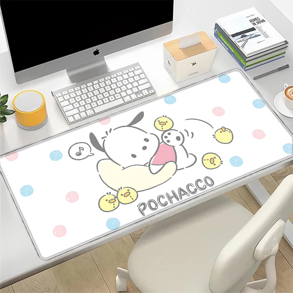 Kawaii Pochacco Desk Mat – Vibrant Mouse & Keyboard Pad