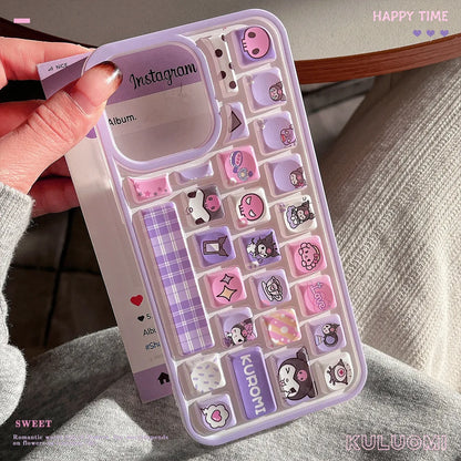 Kawaii Purple Kuromi 3D Keyboard iPhone Case – Soft Silicone Cover