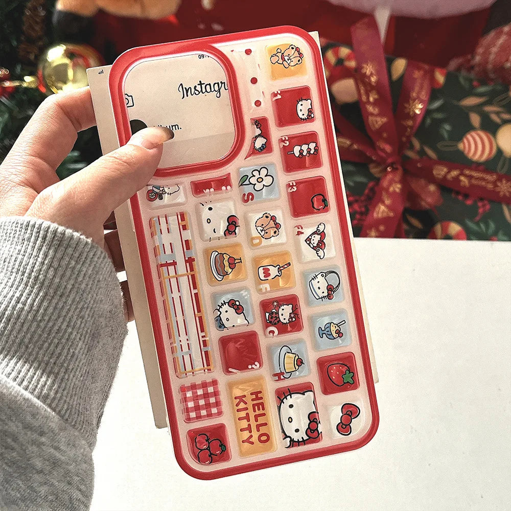 Kawaii Red Hello Kitty 3D Keyboard iPhone Case – Soft Silicone Shell